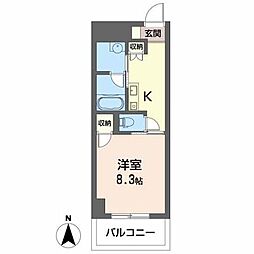 GoldCourt楽々園 1Kの間取図画像
