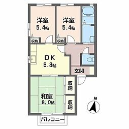まさもとハイツB 3DKの間取図画像