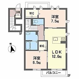アンルミエールA 2LDKの間取図画像