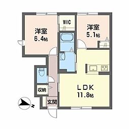 セゾンＭＫ 1階2LDKの間取り