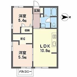 ディアス山本 2LDKの間取図画像