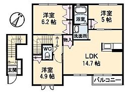 パールハイツH 3LDKの間取図画像