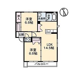 ヴィラ浪ノ浦 2LDKの間取図画像