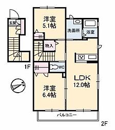 ポートタウンA 2LDKの間取図画像