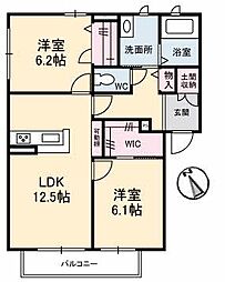 グランクレスト清瀬 2LDKの間取図画像