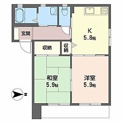 シャーメゾン西岐波D 2Kの間取図画像