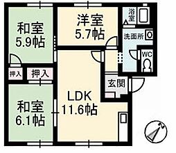 グリーンハイツ芝崎 A0102 1階3LDKの間取り