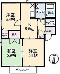 Ensoleille21A 3Kの間取図画像