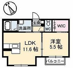 シャーメゾンひらいA 1LDKの間取図画像