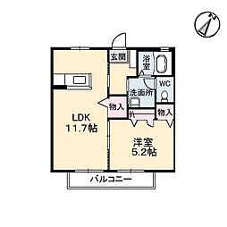 MaisonスカイヒルズN 1LDKの間取図画像