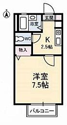 エターナルレイD 1Kの間取図画像
