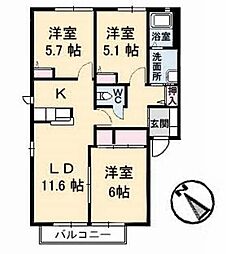 ベルハイツ 3LDKの間取図画像