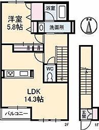シャーメゾン桑ノ山 1LDKの間取図画像