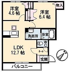 ミラ・グレースF 2LDKの間取図画像