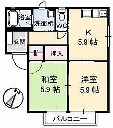 ヴィラグリシーヌA 1LDKの間取図画像