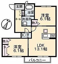 シャーメゾンウィステリアB 2LDKの間取図画像