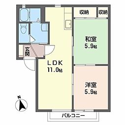 シャーメゾン美月 2LDKの間取図画像