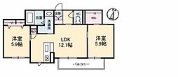 オリーブハウス綾川 2LDKの間取図画像