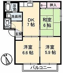 バリュージュ・ヤシマC 3DKの間取図画像