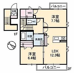 プロヌーブ丸亀 2LDKの間取図画像
