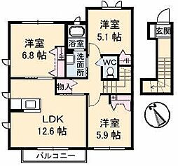 サンモールC 3LDKの間取図画像