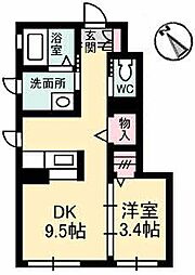 プランタン 1LDKの間取図画像