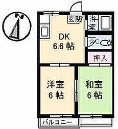 シーサイドハイツA 2DKの間取図画像