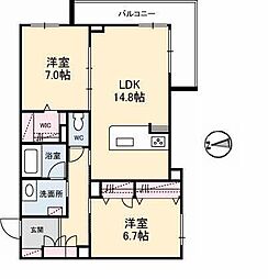 ベレオ杏樹 2LDKの間取図画像