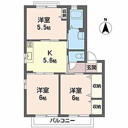 シャーメゾン大原B 3Kの間取図画像