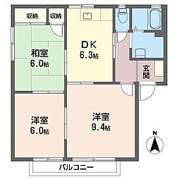 フレグランスみぶA 3DKの間取図画像