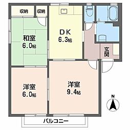 フレグランスみぶA 3DKの間取図画像
