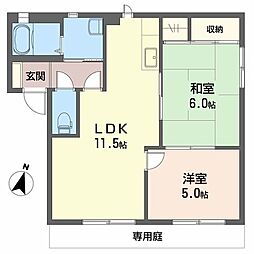 バリュージュKB 2LDKの間取図画像