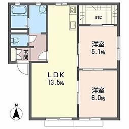 メゾン北野A 2LDKの間取図画像