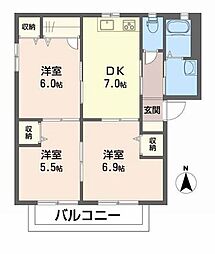 バリュージュSAYAC 3DKの間取図画像