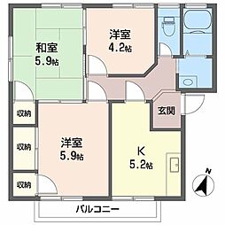 コーポラスやました1 3Kの間取図画像