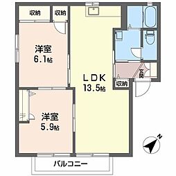 ハイムA.D.21B 2LDKの間取図画像
