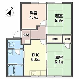 アプリコット2 3DKの間取図画像