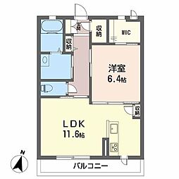 ヴィアソーレ妻鳥 1LDKの間取図画像