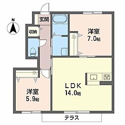 ウィステリアコート 2LDKの間取図画像