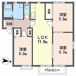 シャルマン宮下 3LDKの間取図画像
