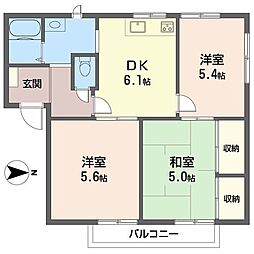 メゾン白石 3DKの間取図画像