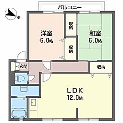 サンガーデンひあさC 2LDKの間取図画像
