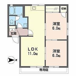 アークヒルズ中村E 2LDKの間取図画像