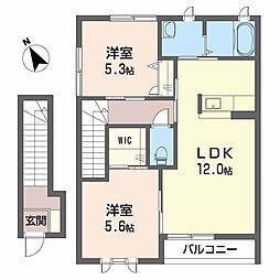 シャーメゾン天生津 2LDKの間取図画像