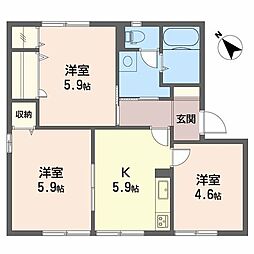 ファミール高市 3Kの間取図画像