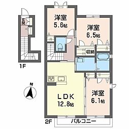 シャーメゾン　ブルームステージＡ棟 A0202 2階3LDKの間取り