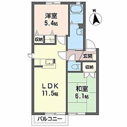 メゾントランキルB 2LDKの間取図画像