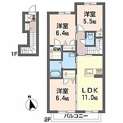 シャーメゾンカトレアB 3LDKの間取図画像