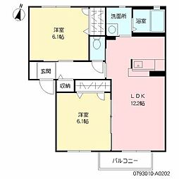 バルドチェン篠栗A 2LDKの間取図画像
