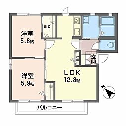 ヴィラージュIB 2LDKの間取図画像